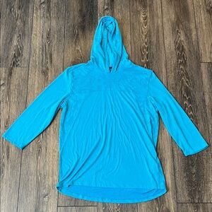 Under Armour Threadborne Heat Gear Pullover Hoodie Men L Fitted Gym Blue Active